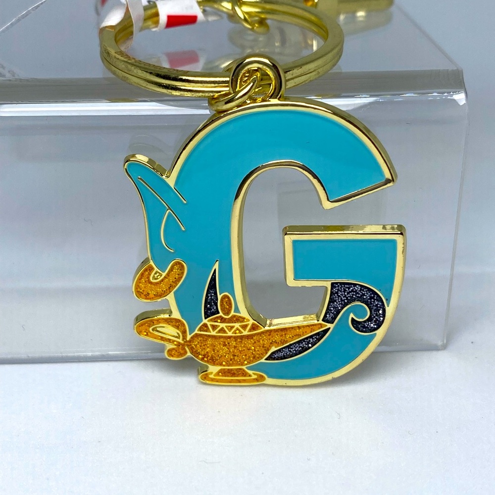 Disney Parks Genie from Aladdin Lamp Keychain Bag Charm Blue Gold NEW